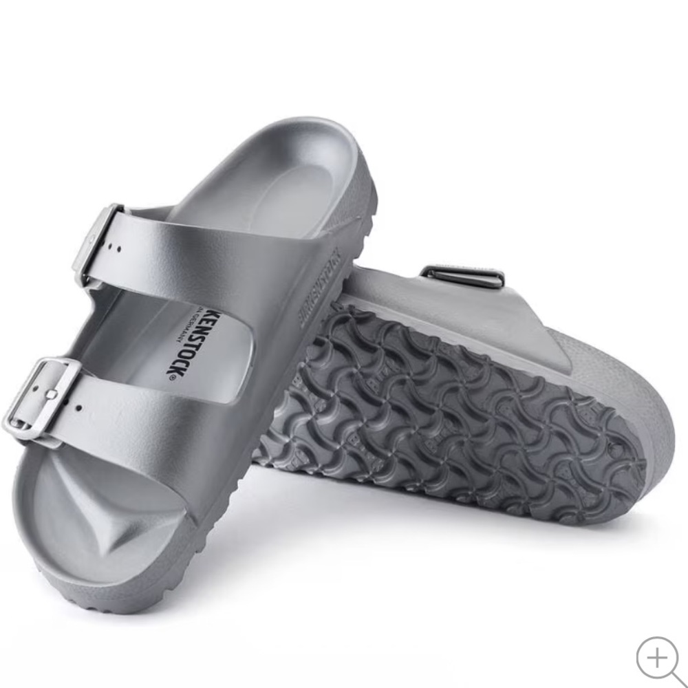 Birkenstock Arizona Essential Eva Shoes in Metallic Silver Size 8 1/2‎